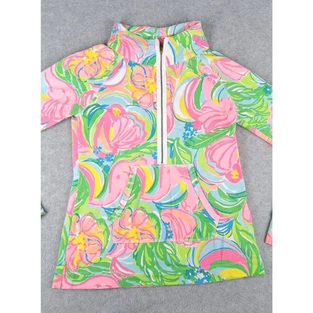 Lilly Pulitzer Skipper Popover Coat Jacket Women Small 1/2 Zip Floral - Picture 2 of 12